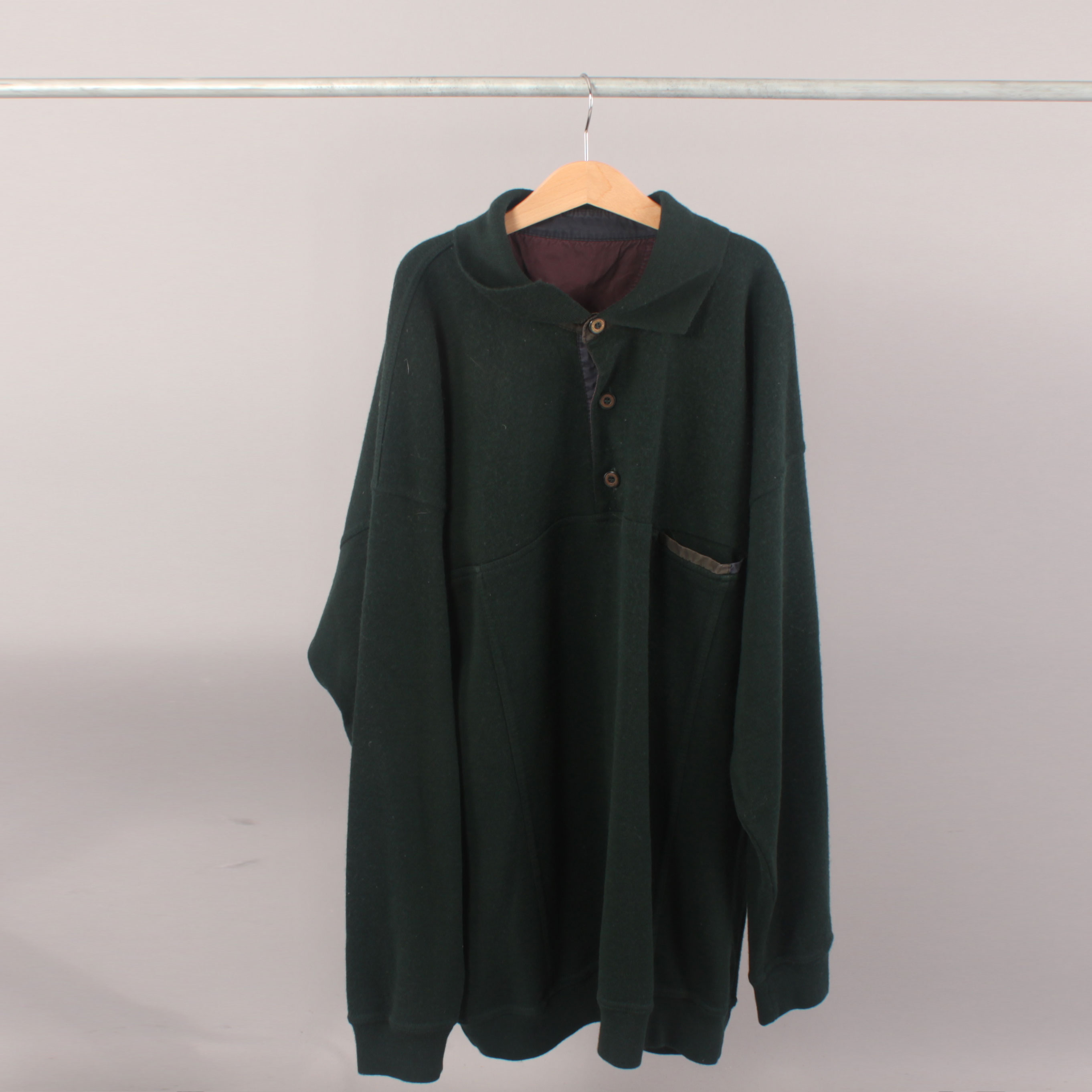 VINTAGE Stripe Polo Sweater - Dark Green